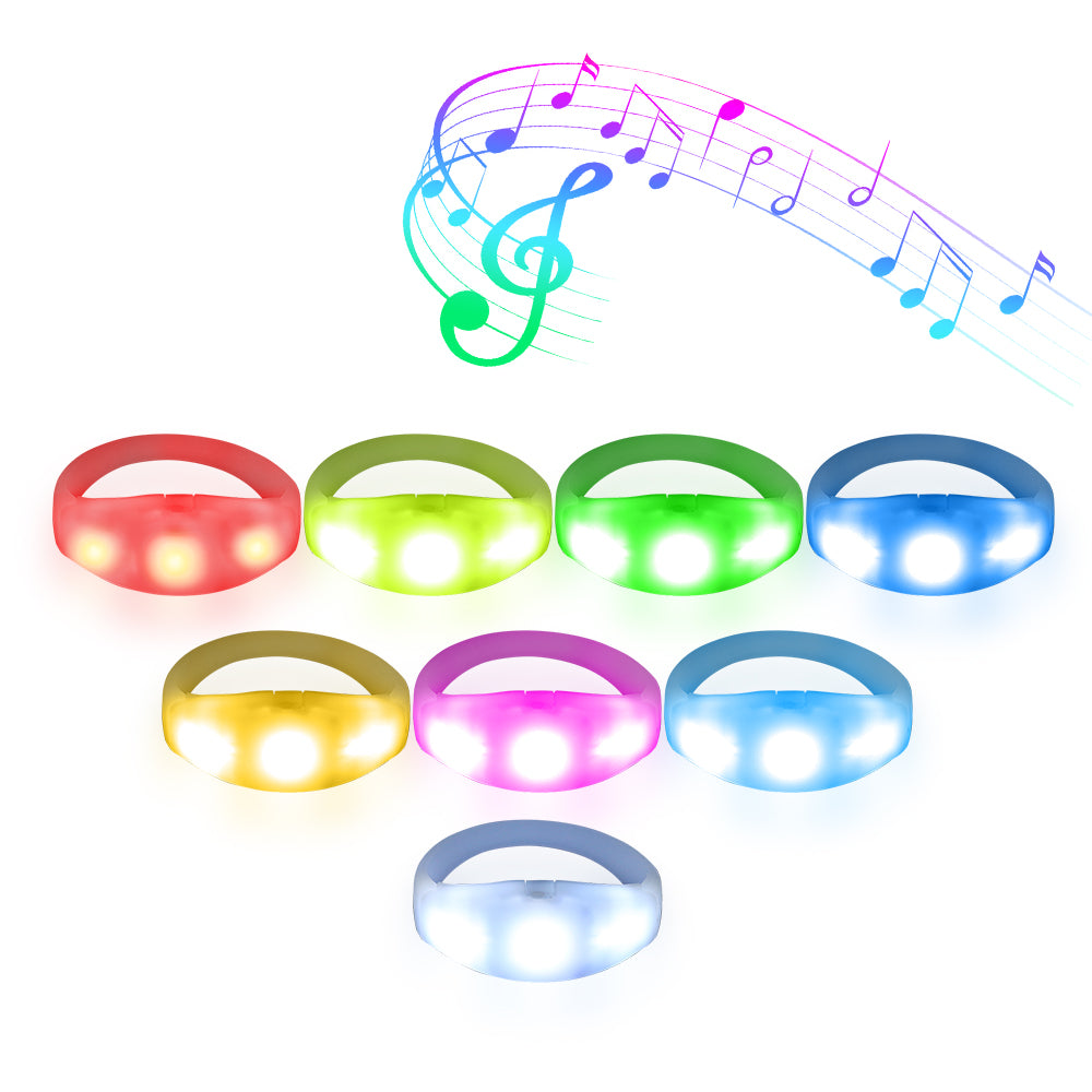 LED Wristband Sound Activated 6 Modes Lights Custom Silicone Props Light up Pulsera Led Pulseiras Light up Bracelets