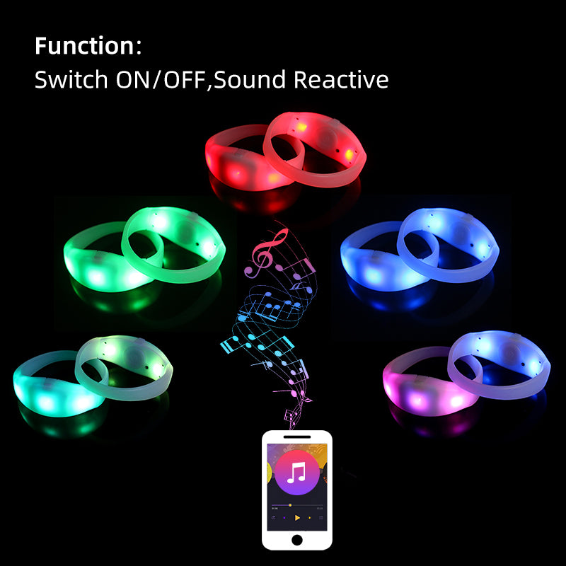 LED Wristband Sound Activated 6 Modes Lights Custom Silicone Props Light up Pulsera Led Pulseiras Light up Bracelets
