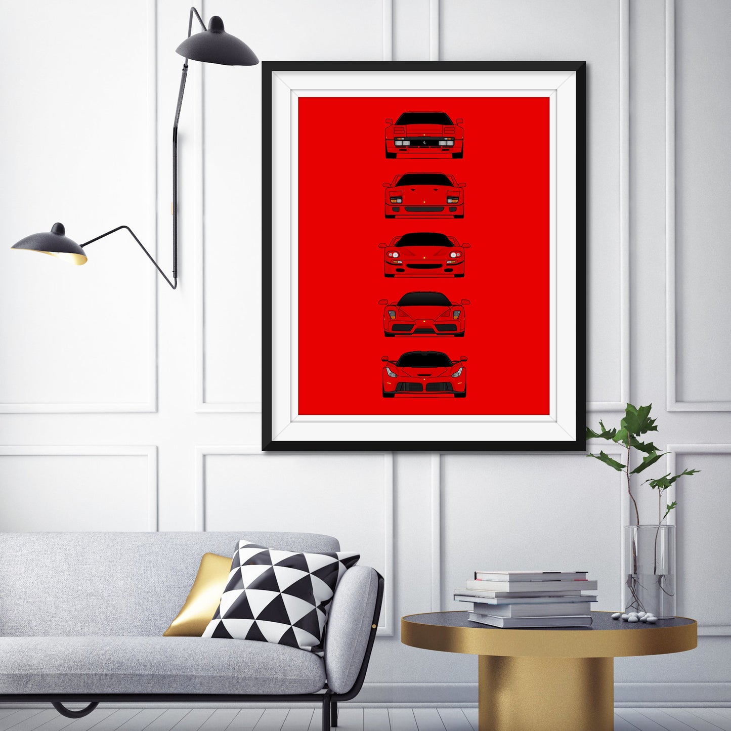Ferrari Halo Car Generations Inspired Poster Print Wall Art History Evolution Ferrari Supercar 288 GTO F40 F50 Enzo LaFerrari AX2