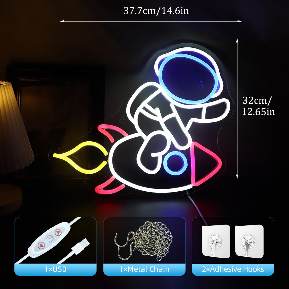 Astronaut Rocket Neon Light for Home