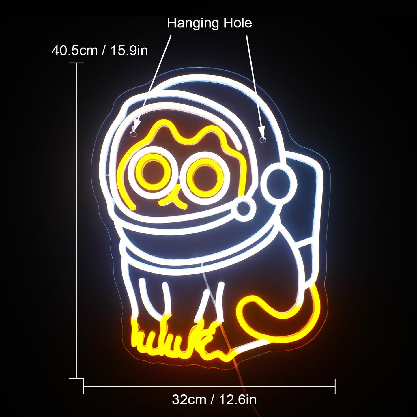 Astronaut cat neon light