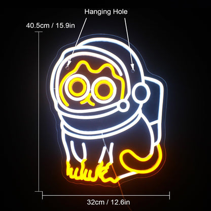 Astronaut cat neon light