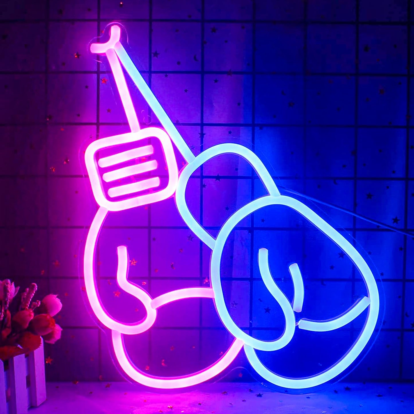 Boxing gloves neon sign