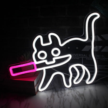 Cat and knife neon light