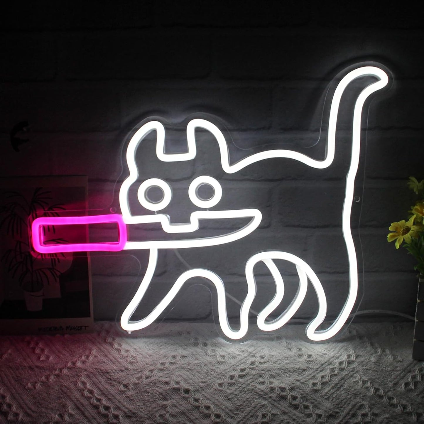 Cat and knife neon sign