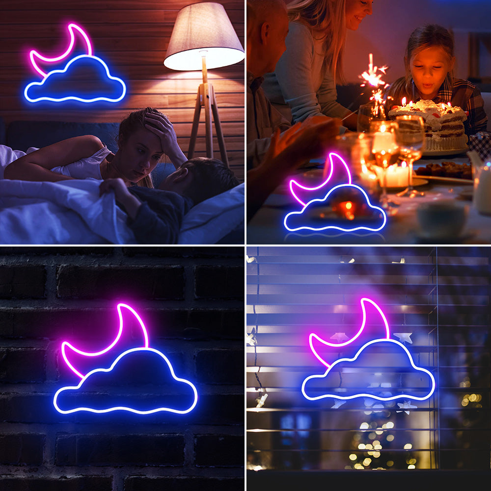 Cloud and Moon Neon Sign for Home