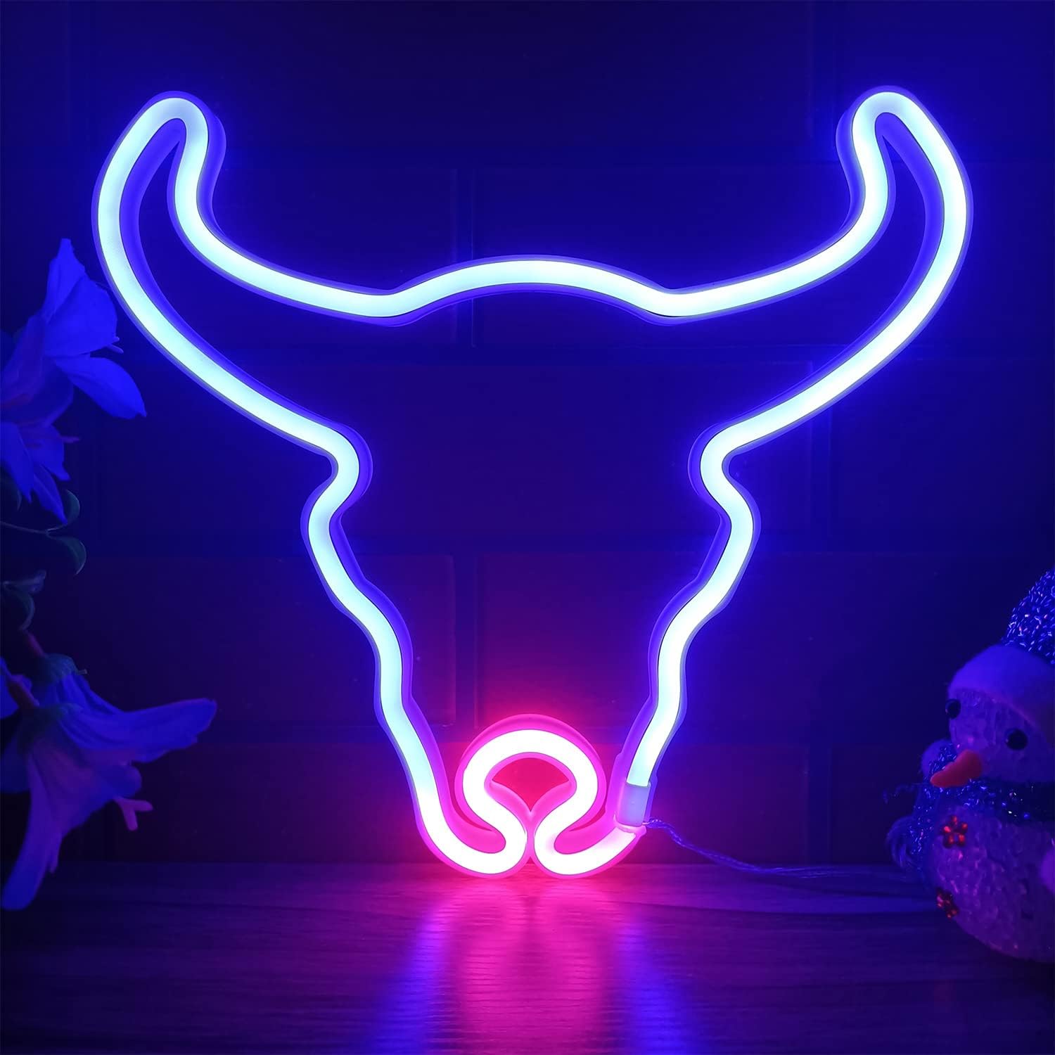 Cow Neon Sign Blue