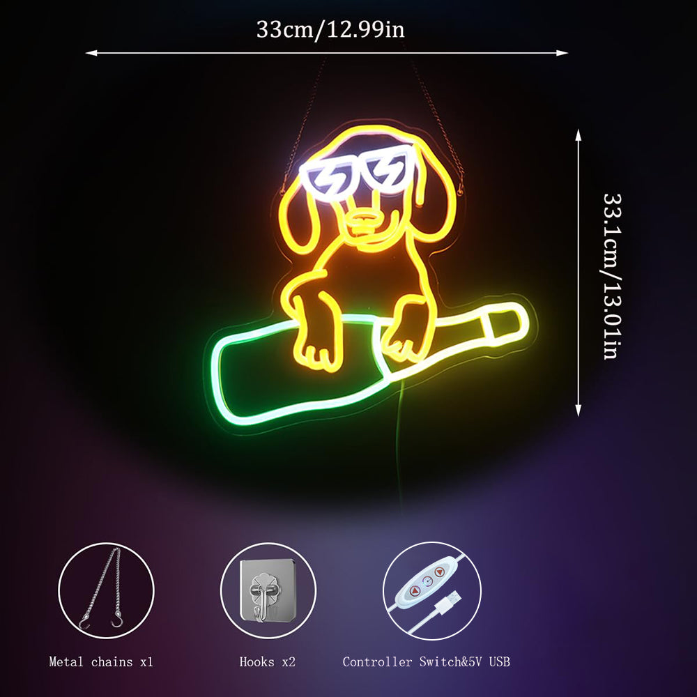 Dachchund Dog Wine Neon for Bar