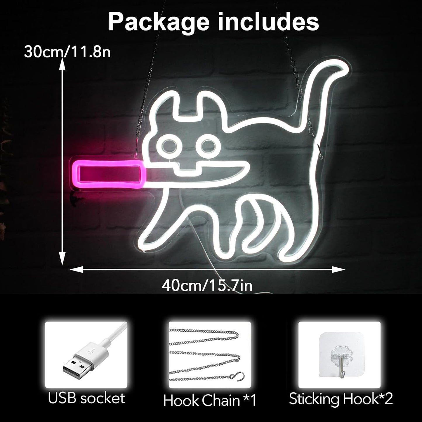 Home cat and knife neon sign