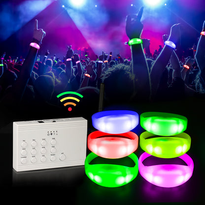 LED Color Changing Silicone Bracelets Party Event 200PCS/Lot Flashing Wristand with 1 psc Handhold Controller