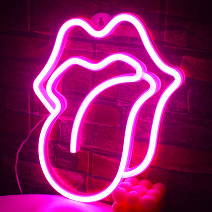 Lip and tongue neon sign