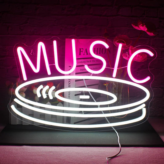 MUSIC and record Neon Sign