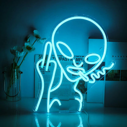 Smoking Alien Neon Sign