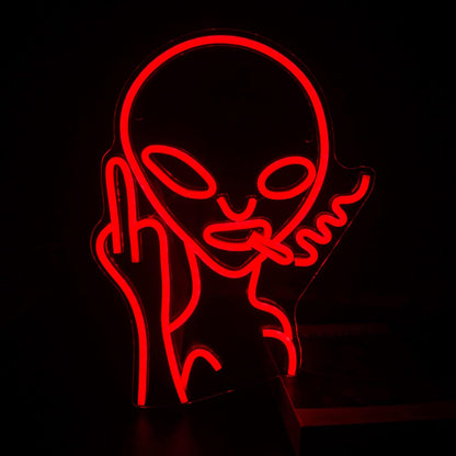 Smoking Alien Neon Sign