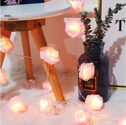 20 LED Pink Rose Flower String Lights