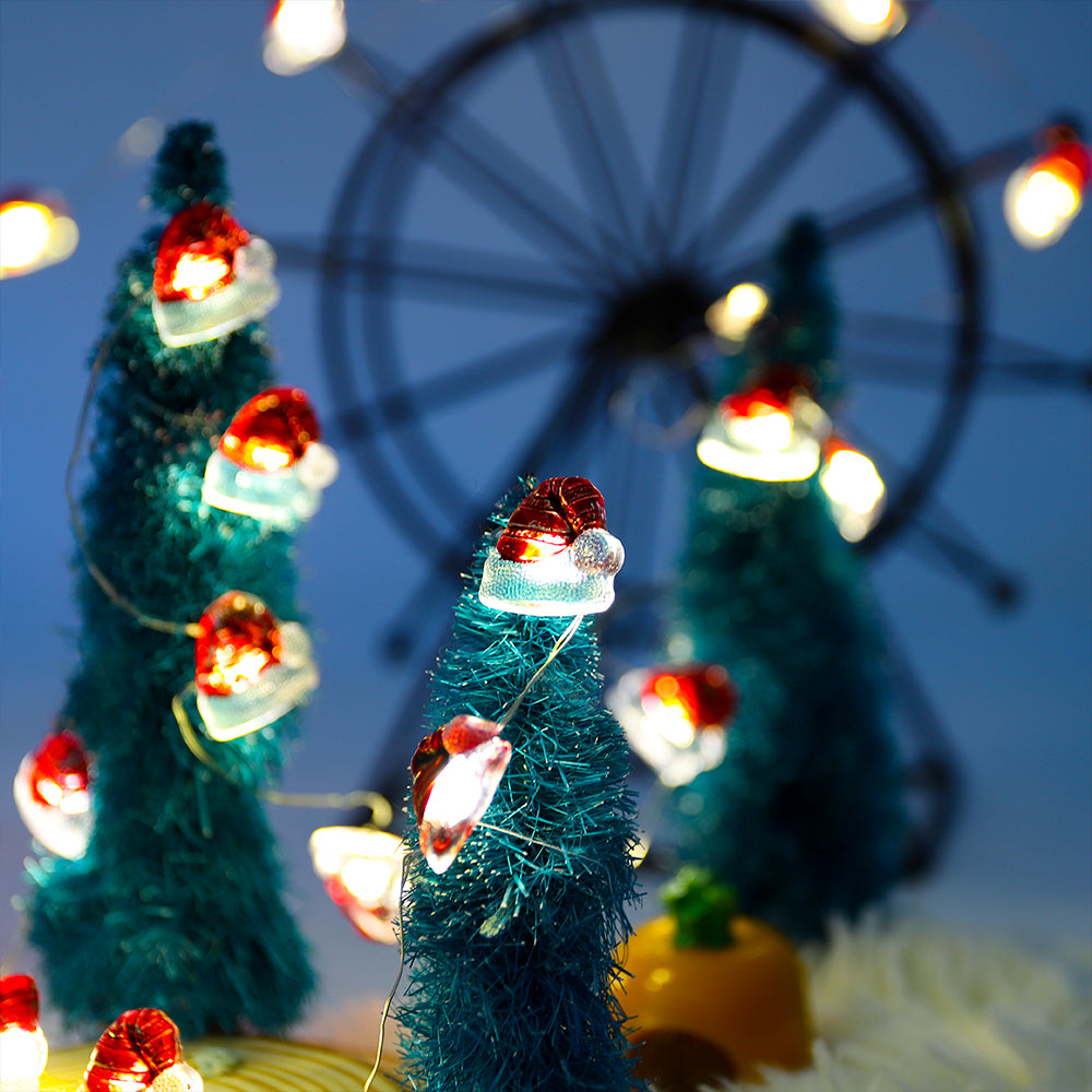 Battery Powered Christmas Hat String Lights Decoration