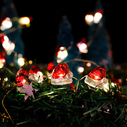 Battery Powered Christmas Hat String Lights Decoration